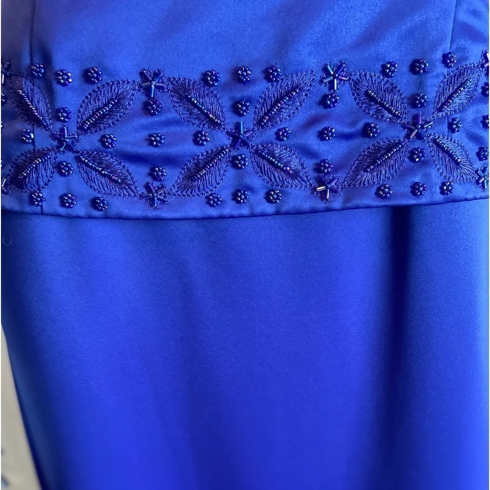Donna Morgan~Lovely Beaded Formal Maxi Dress~Back Zipper~Short Sleeve~Size 14 - Picture 5 of 14